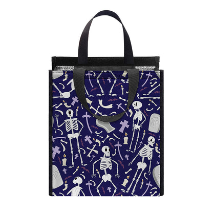 Tomb And Skeleton Pattern Print Insulated Lunch Tote