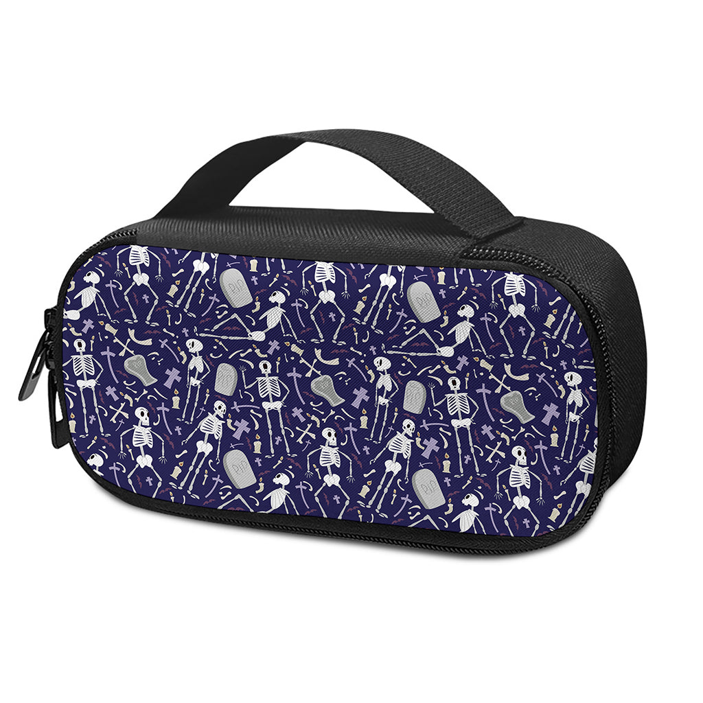 Tomb And Skeleton Pattern Print Insulin Cooler Travel Case