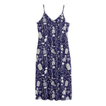 Tomb And Skeleton Pattern Print Jersey Midi Cami Dress