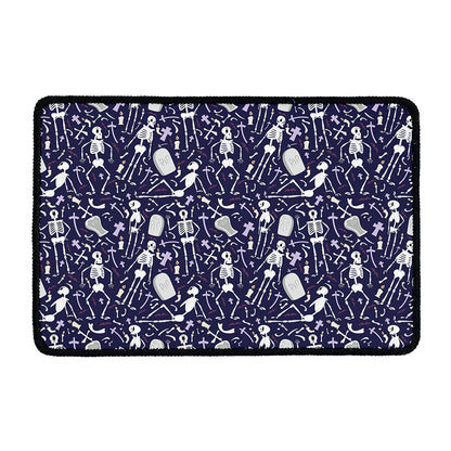 Tomb And Skeleton Pattern Print Kitchen Mat