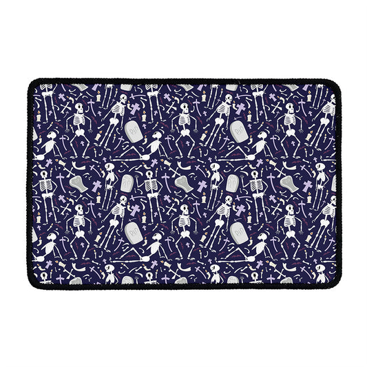 Tomb And Skeleton Pattern Print Kitchen Mat