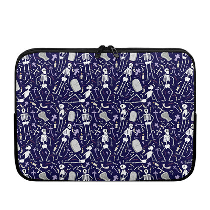 Tomb And Skeleton Pattern Print Laptop Sleeve