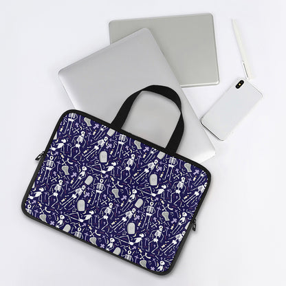 Tomb And Skeleton Pattern Print Laptop Sleeve With Handle