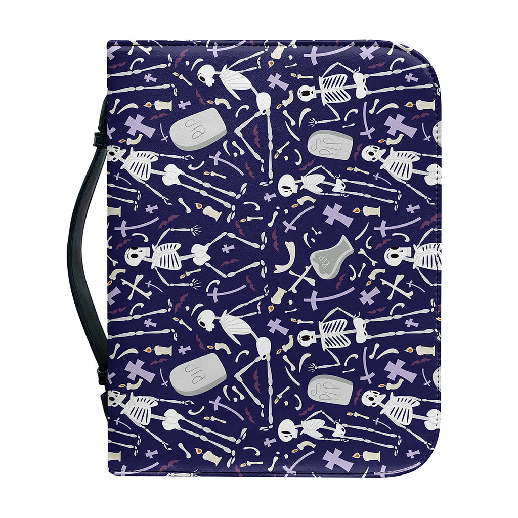 Tomb And Skeleton Pattern Print Leather Bible Cover