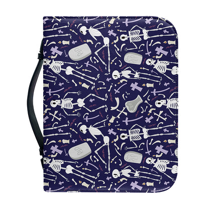 Tomb And Skeleton Pattern Print Leather Bible Cover