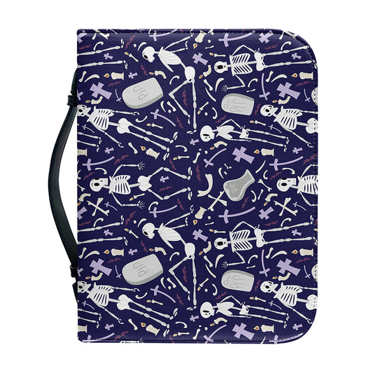Tomb And Skeleton Pattern Print Leather Bible Cover