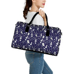Tomb And Skeleton Pattern Print Leather Duffle Bag