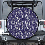 Tomb And Skeleton Pattern Print Leather Spare Tire Cover