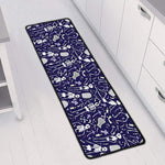 Tomb And Skeleton Pattern Print Long Kitchen Mat