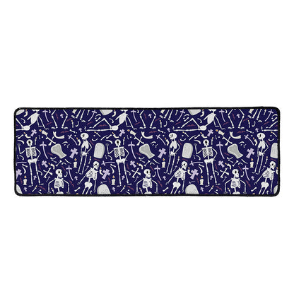 Tomb And Skeleton Pattern Print Long Kitchen Mat
