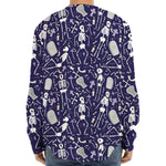 Tomb And Skeleton Pattern Print Long Sleeve Baseball Jersey