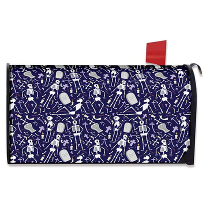 Tomb And Skeleton Pattern Print Mailbox Cover