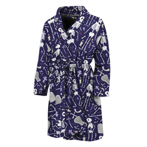 Tomb And Skeleton Pattern Print Men's Bathrobe