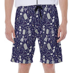 Tomb And Skeleton Pattern Print Men's Beach Shorts