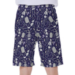Tomb And Skeleton Pattern Print Men's Beach Shorts