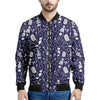 Tomb And Skeleton Pattern Print Men's Bomber Jacket