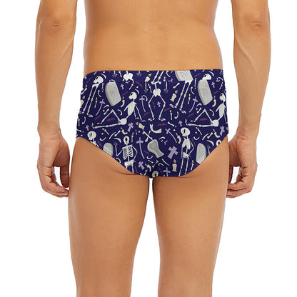 Tomb And Skeleton Pattern Print Men's Briefs