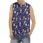 Tomb And Skeleton Pattern Print Men's Fitness Tank Top