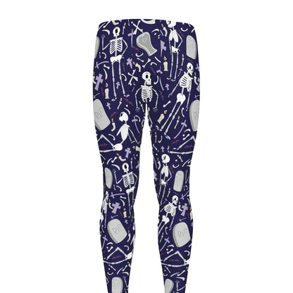 Tomb And Skeleton Pattern Print Men's leggings