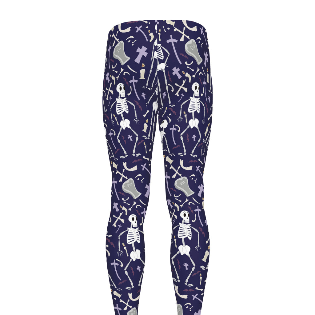 Tomb And Skeleton Pattern Print Men's leggings
