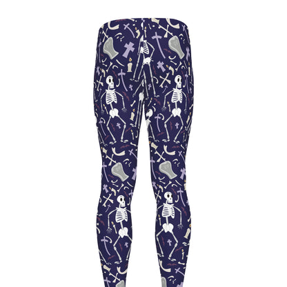 Tomb And Skeleton Pattern Print Men's leggings