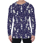 Tomb And Skeleton Pattern Print Men's Long Sleeve T-Shirt