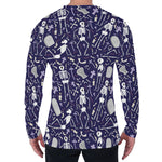 Tomb And Skeleton Pattern Print Men's Long Sleeve T-Shirt