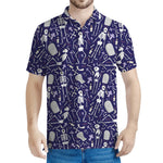 Tomb And Skeleton Pattern Print Men's Polo Shirt