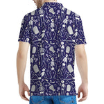 Tomb And Skeleton Pattern Print Men's Polo Shirt