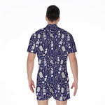 Tomb And Skeleton Pattern Print Men's Rompers