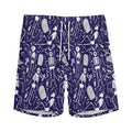 Tomb And Skeleton Pattern Print Men's Athletic Shorts
