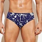 Tomb And Skeleton Pattern Print Men's Swim Briefs