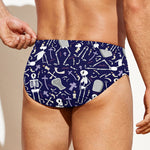 Tomb And Skeleton Pattern Print Men's Swim Briefs