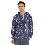Tomb And Skeleton Pattern Print Men's Velvet Pullover Hoodie