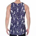 Tomb And Skeleton Pattern Print Men's Velvet Tank Top