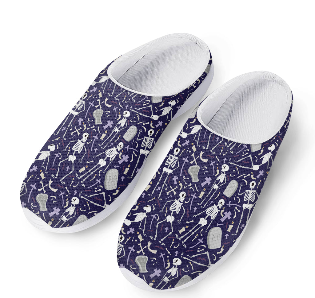Tomb And Skeleton Pattern Print Mesh Casual Shoes