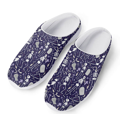 Tomb And Skeleton Pattern Print Mesh Casual Shoes