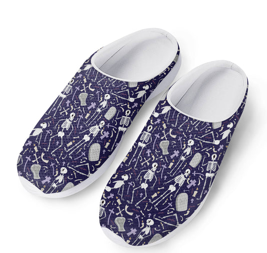 Tomb And Skeleton Pattern Print Mesh Casual Shoes