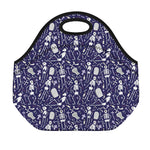 Tomb And Skeleton Pattern Print Neoprene Lunch Bag