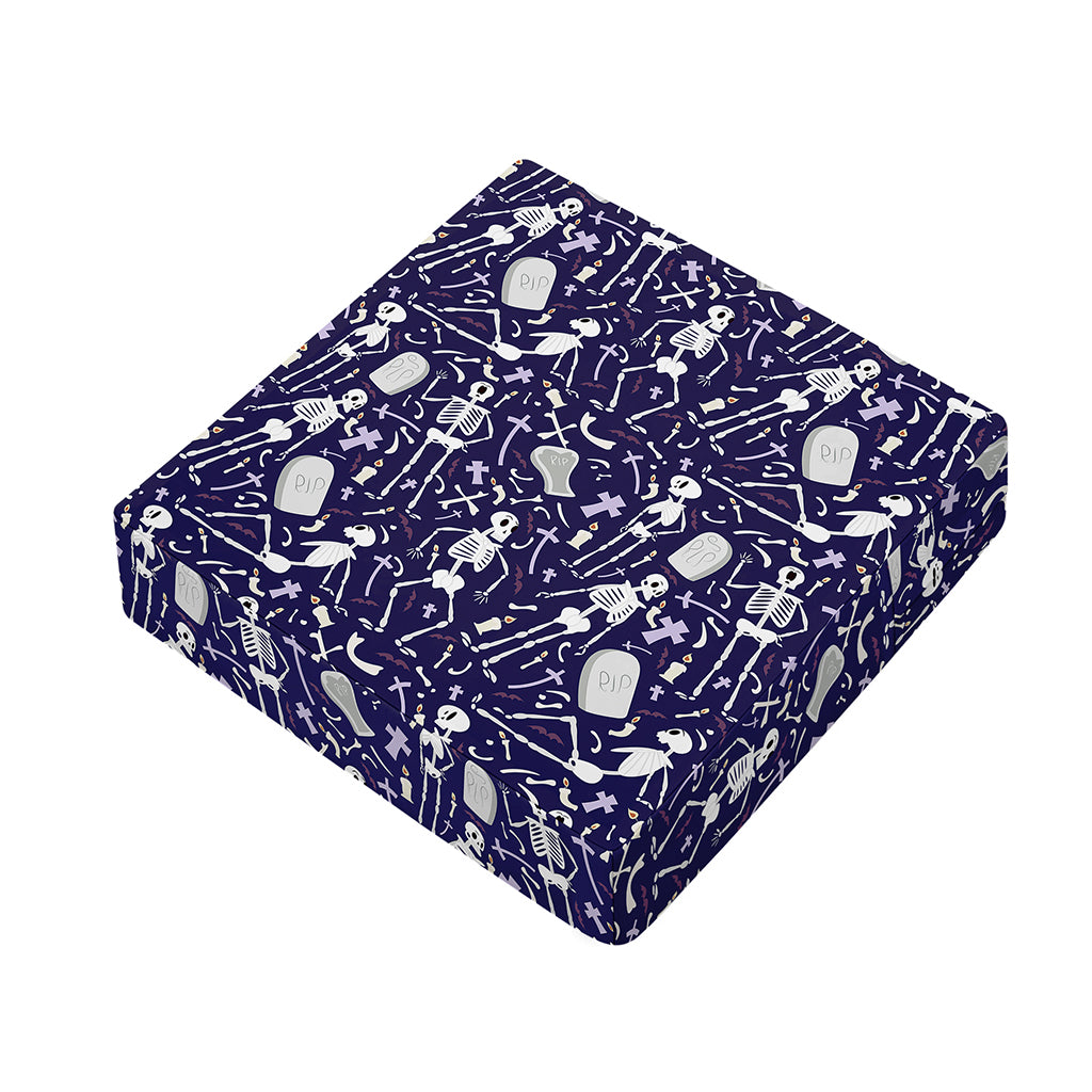 Tomb And Skeleton Pattern Print Outdoor Seat Cushion Cover