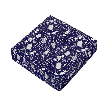 Tomb And Skeleton Pattern Print Outdoor Seat Cushion Cover