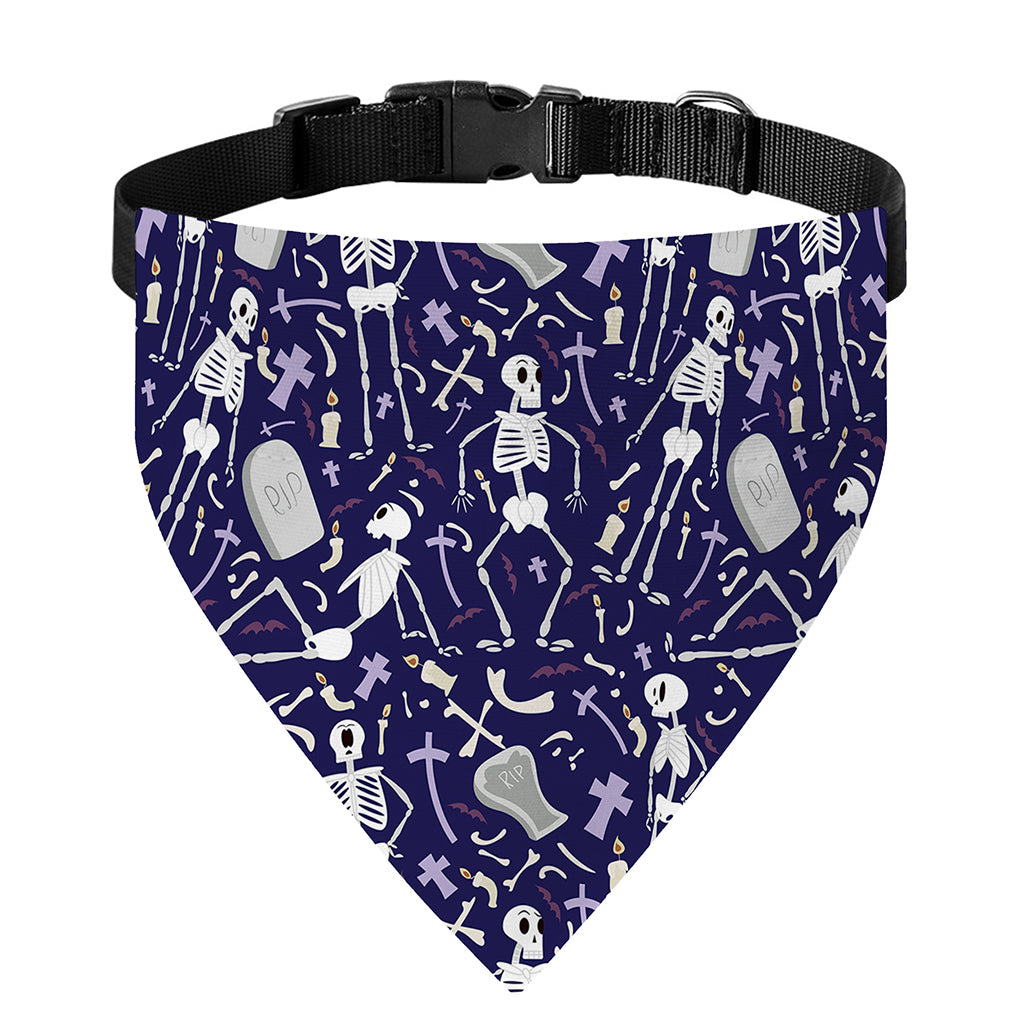 Tomb And Skeleton Pattern Print Over The Collar Dog Bandana