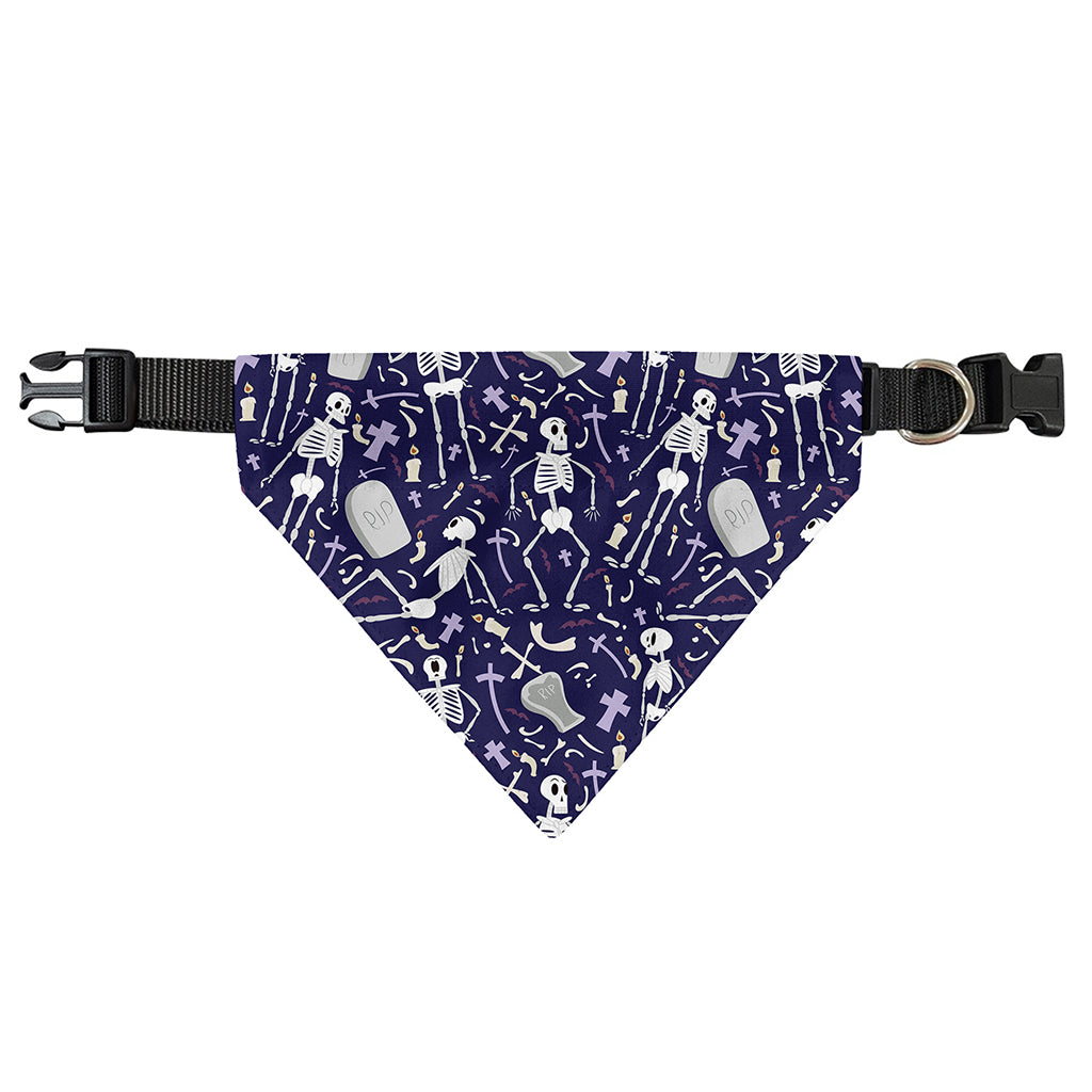 Tomb And Skeleton Pattern Print Over The Collar Dog Bandana