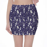 Tomb And Skeleton Pattern Print Pencil Mini Skirt