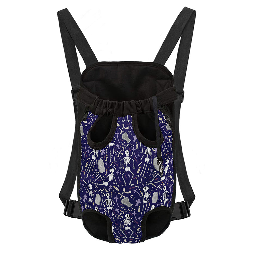 Tomb And Skeleton Pattern Print Pet Carrier Backpack