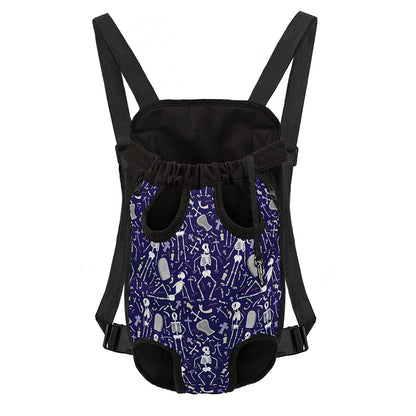 Tomb And Skeleton Pattern Print Pet Carrier Backpack