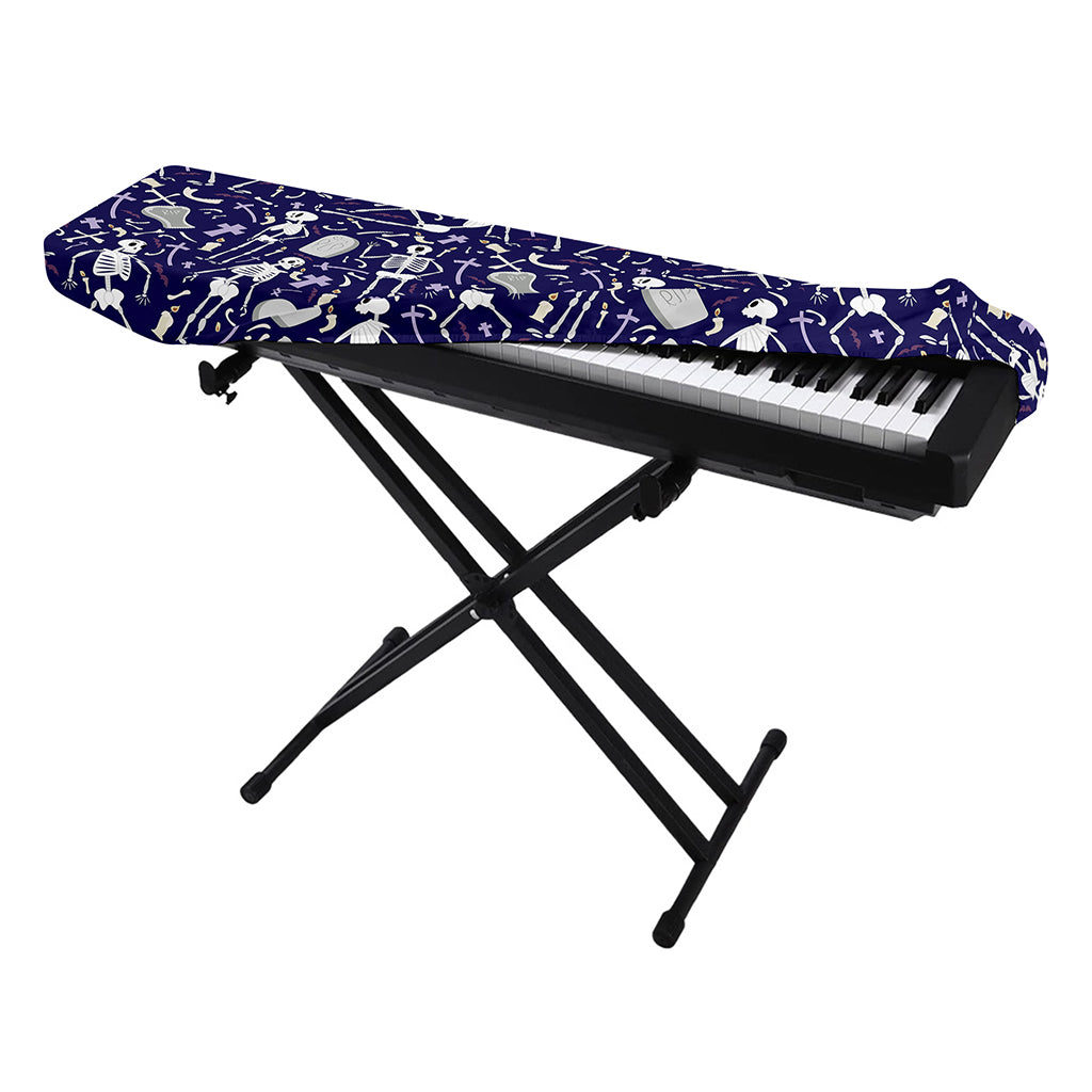 Tomb And Skeleton Pattern Print Piano Keyboard Cover