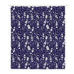 Tomb And Skeleton Pattern Print Polyester Shower Curtain