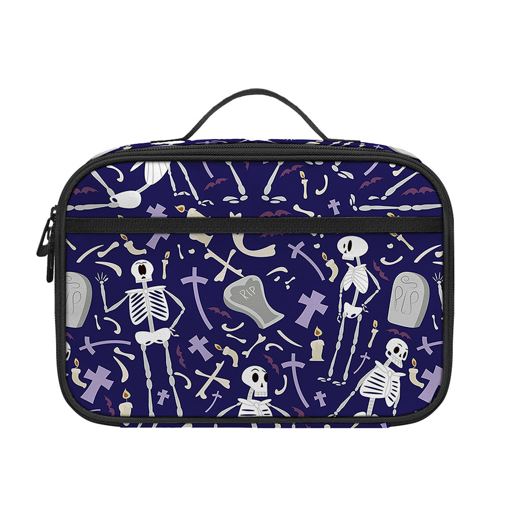 Tomb And Skeleton Pattern Print Portable Lunch Bag