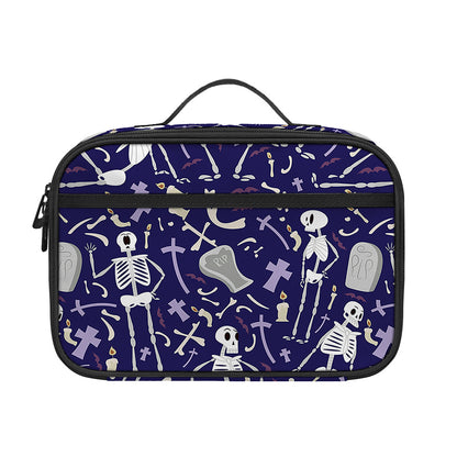 Tomb And Skeleton Pattern Print Portable Lunch Bag